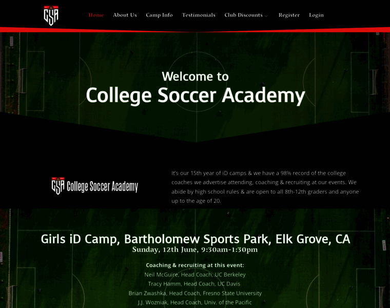 Collegesocceracademy.com thumbnail
