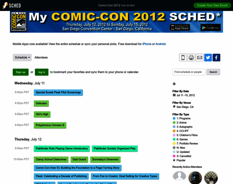 Comiccon2012.sched.org thumbnail