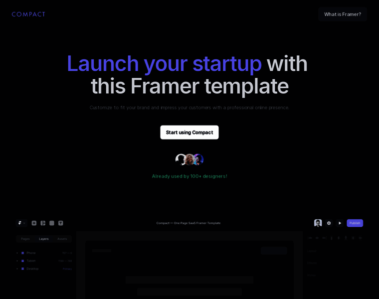 compact.framer.website at WI. Compact — One Page SaaS Framer Template