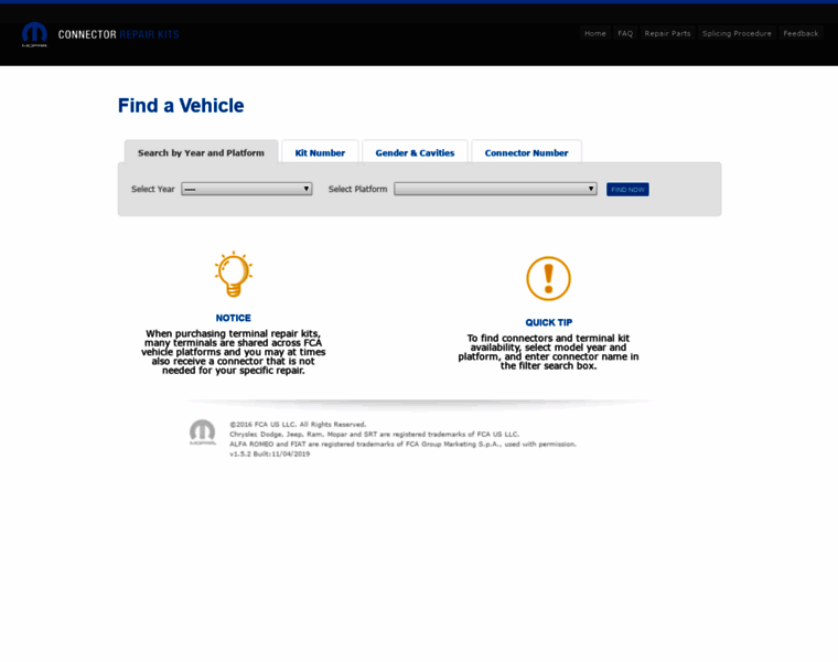 connectors.dcctools.com at WI. Mopar Connection Repair Kit