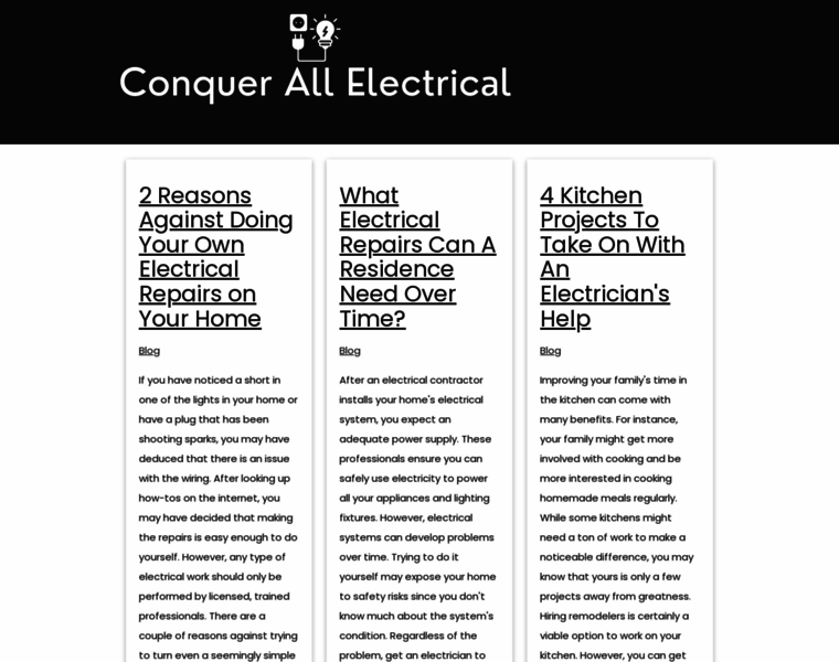 Conquerallelectrical.com thumbnail
