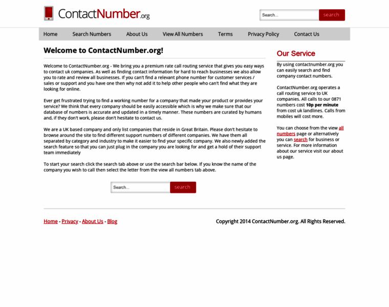 Contactnumber.org thumbnail