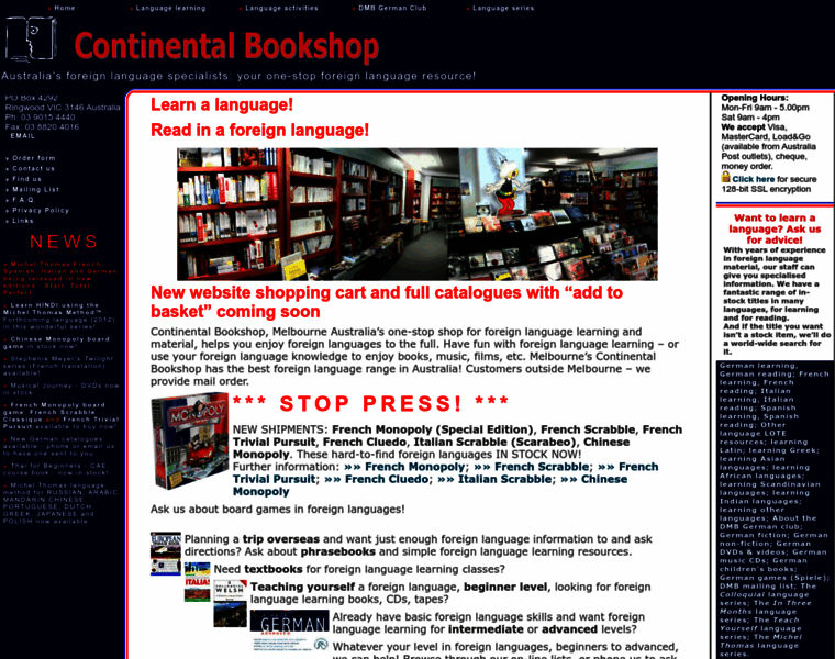 Continentalbookshop.com thumbnail