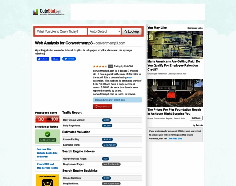 Convertmemp3.com.cutestat.com thumbnail