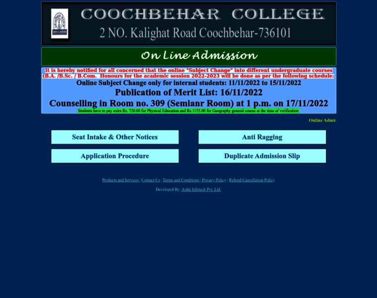 Coochbeharcollegeonlineadmission.org.in thumbnail