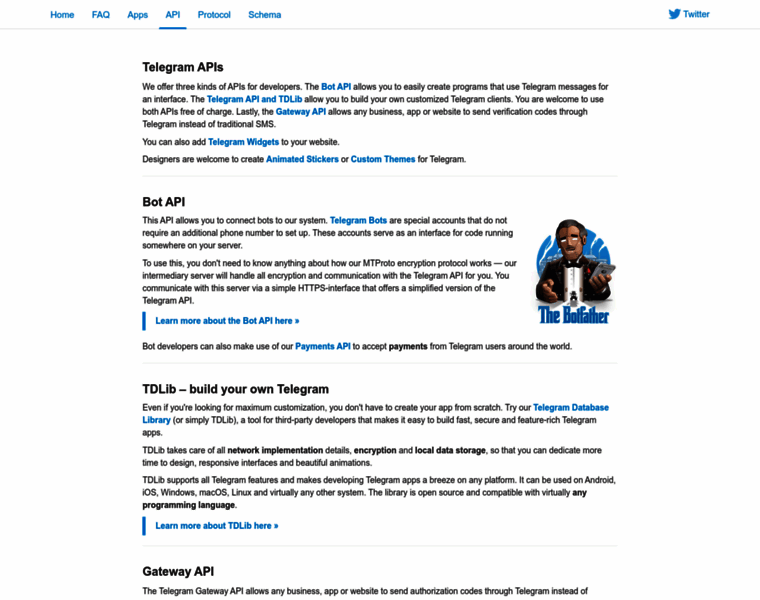 core.telegram.org at WI. Telegram APIs
