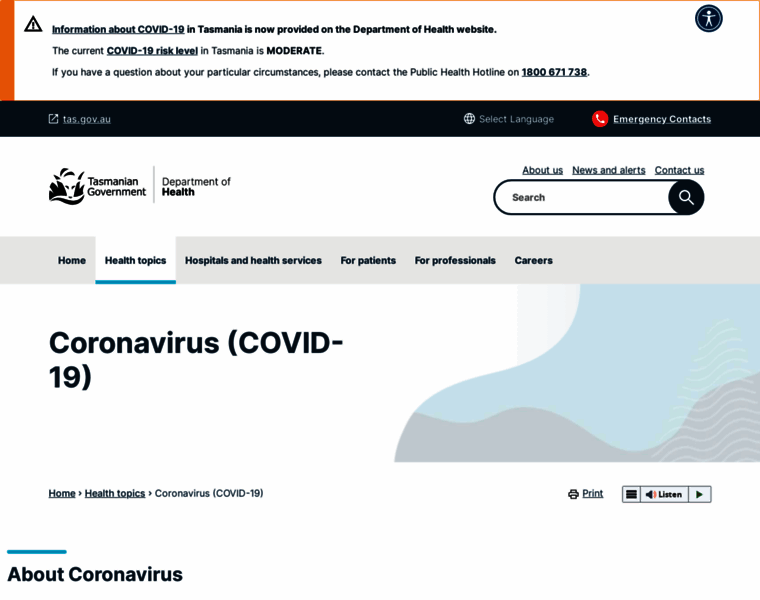 Coronavirus.tas.gov.au thumbnail