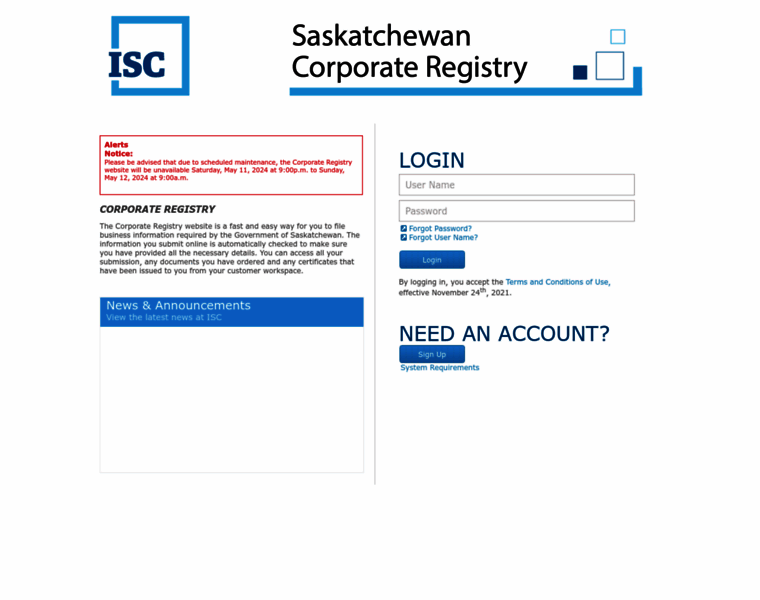 Corporateregistry.isc.ca thumbnail