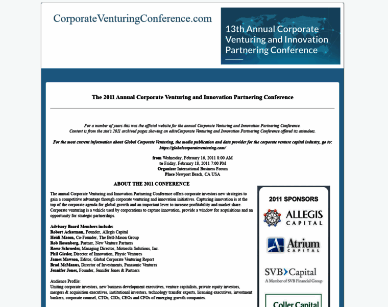 Corporateventuringconference.com thumbnail