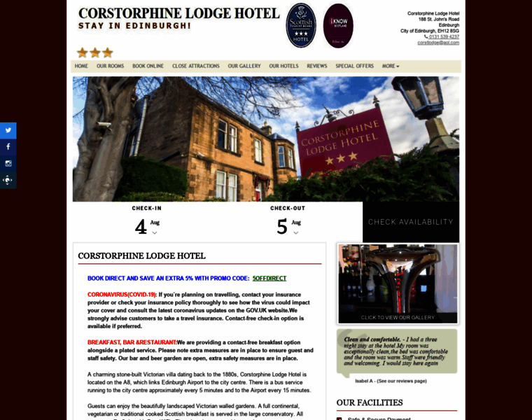 Corstorphinelodgehotel.co.uk thumbnail
