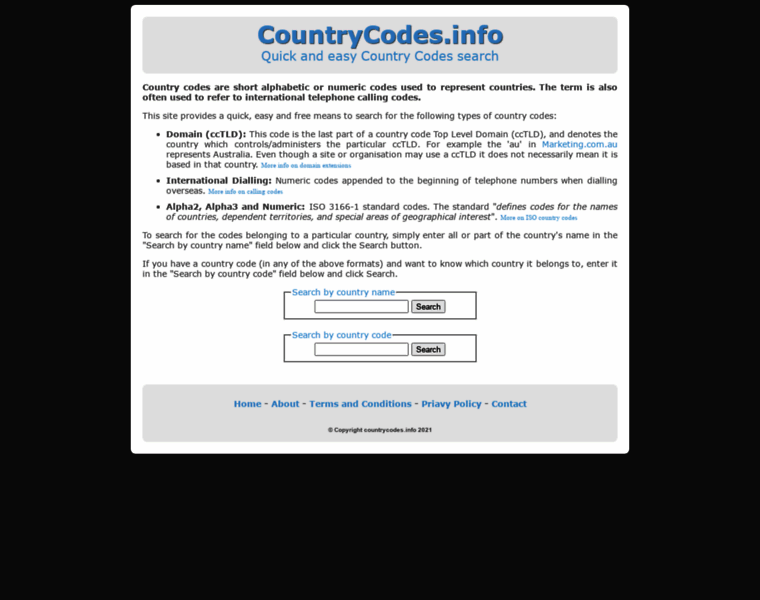Countrycodes.info thumbnail