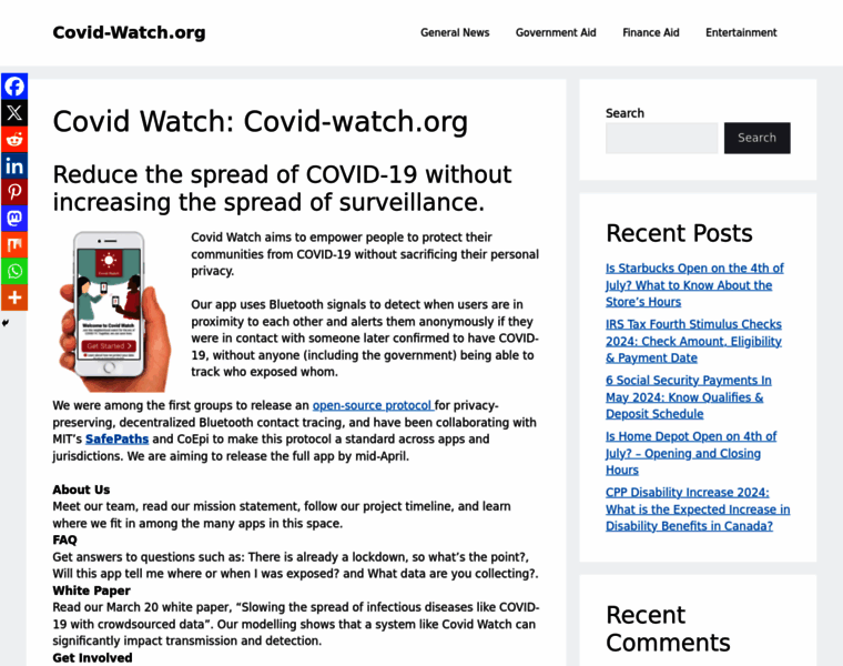 Covid-watch.org thumbnail