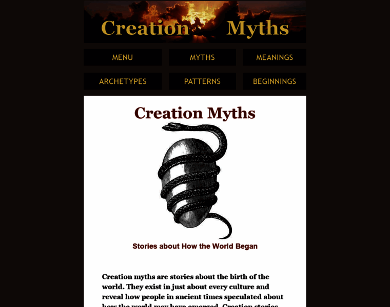 Creationmyths.org thumbnail