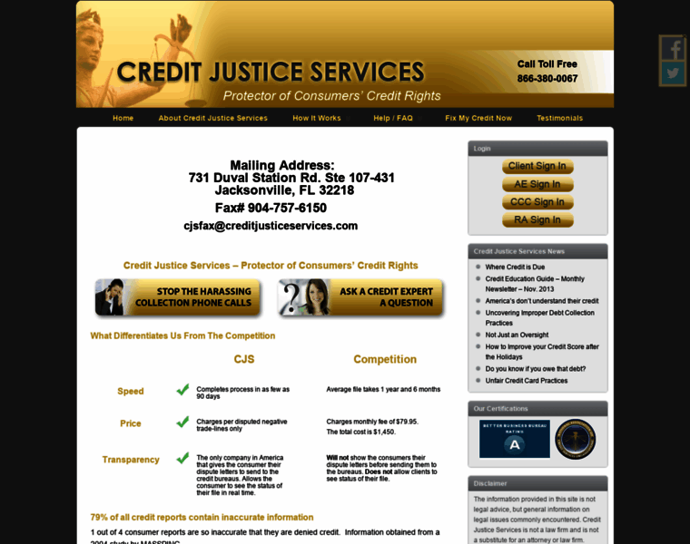 Creditjusticeservices.com thumbnail