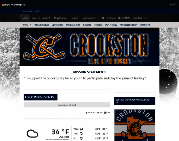 Crookstonbluelinehockey.com thumbnail