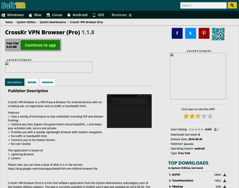 Crosskr-vpn-browser-pro.soft112.com thumbnail