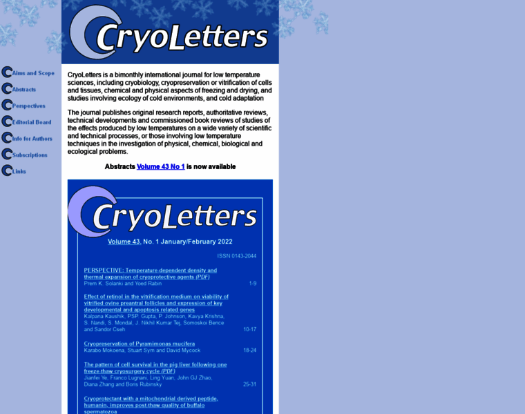 Cryoletters.org thumbnail