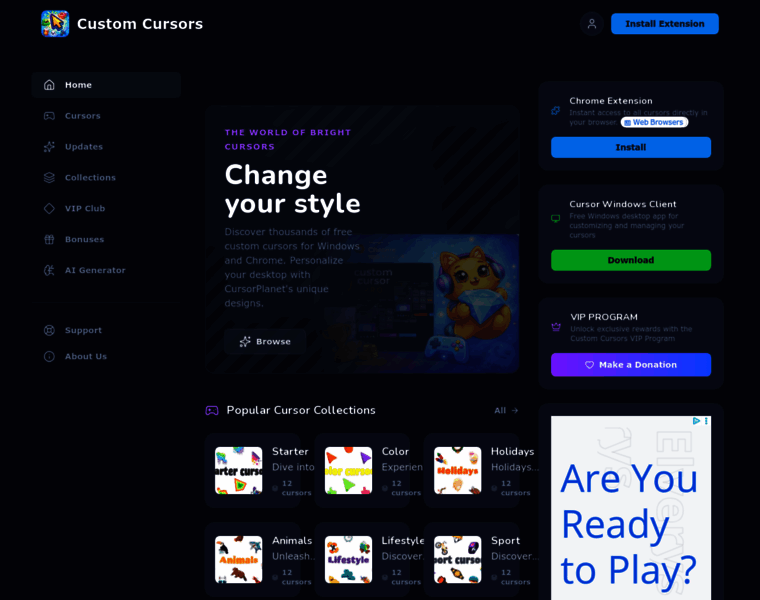custom-cursors.com at WI. Custom Cursors Planet | Free & Premium Mouse ...