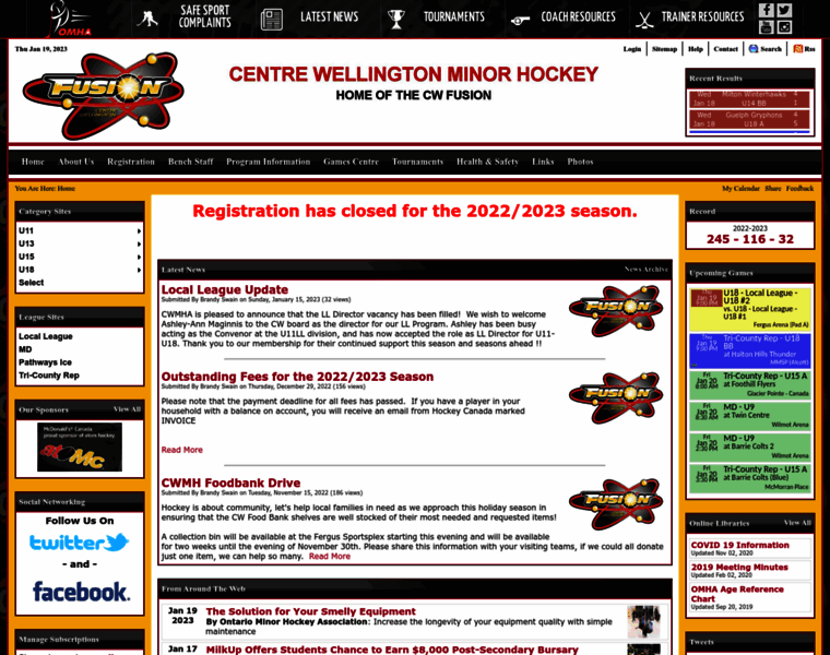 Cwminorhockey.ca thumbnail