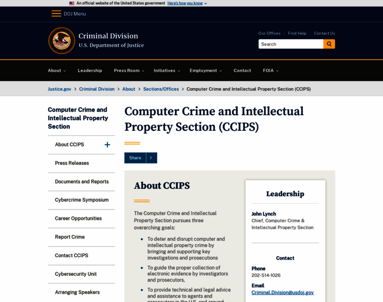 Cybercrime.gov thumbnail