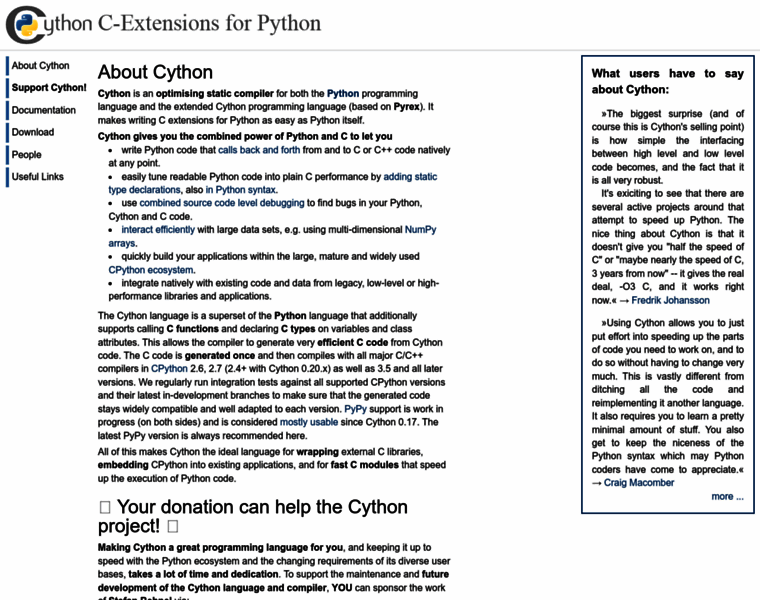 Cython.org thumbnail