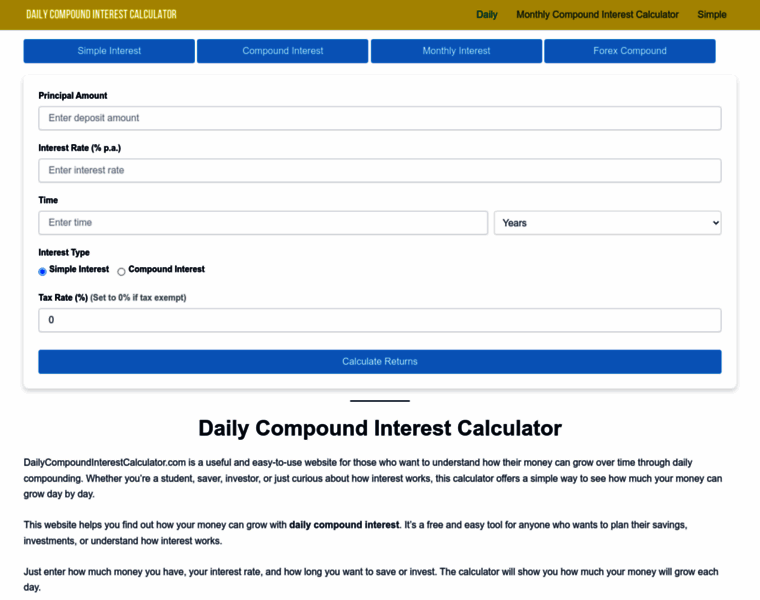 Dailycompoundinterestcalculator.com thumbnail
