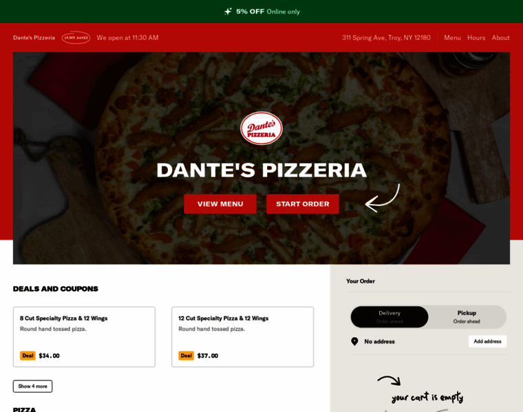 Dantes-pizza-troy.com thumbnail