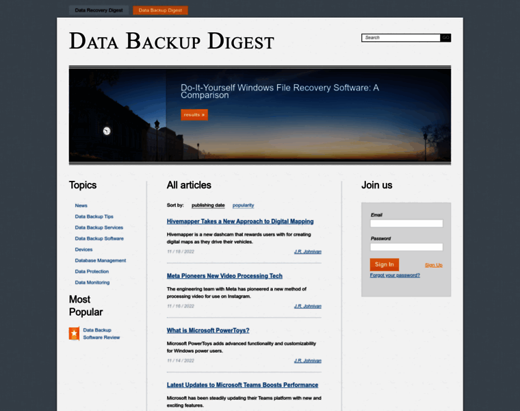 Databackupdigest.com thumbnail