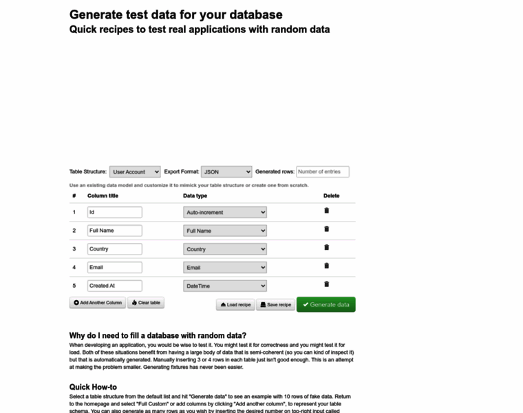 Databasetestdata.com thumbnail