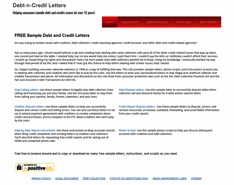 Debt-n-credit-letters.com thumbnail