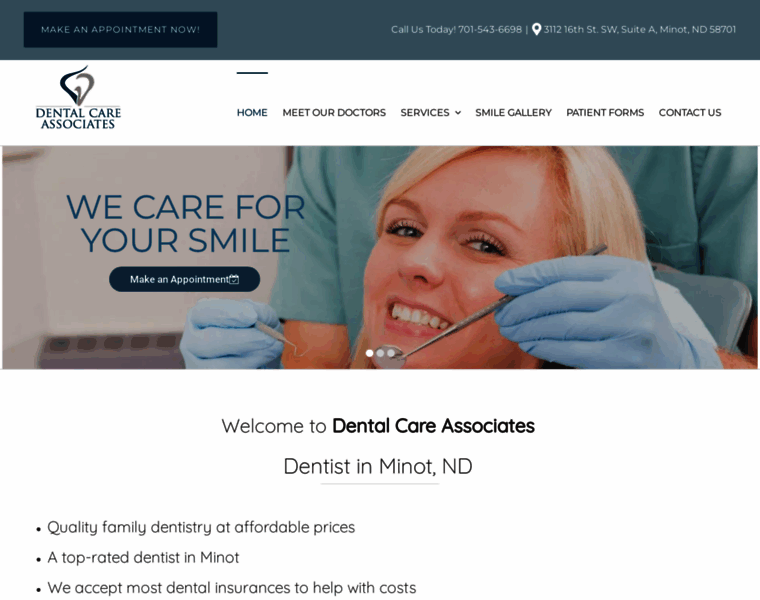 Dentalcareminot.com thumbnail