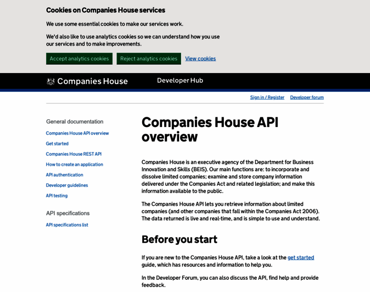 Developer.companieshouse.gov.uk thumbnail