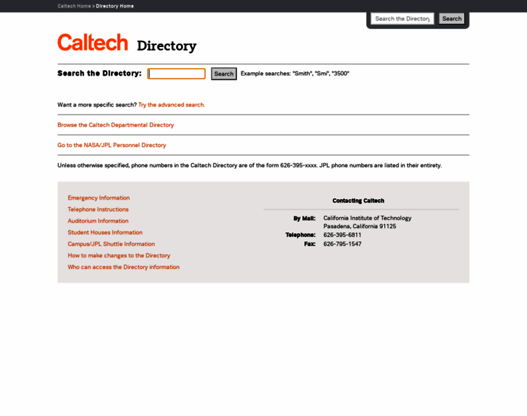 Directory.caltech.edu thumbnail