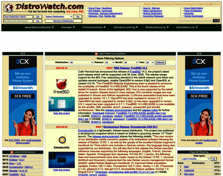 Distrowatch.org thumbnail Distrowatch.org thumbnail