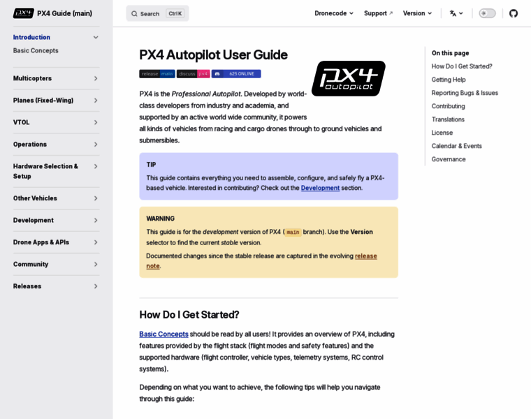 docs.px4.io at WI. PX4 Guide (main)