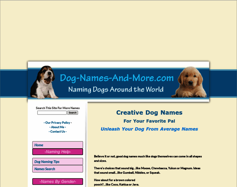 Dog-names-and-more.com thumbnail