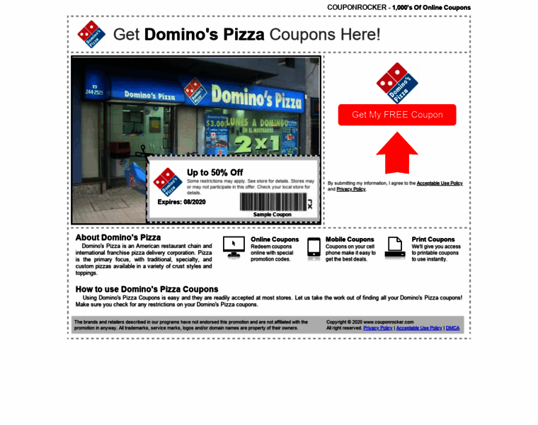 Dominospizza.couponrocker.com thumbnail