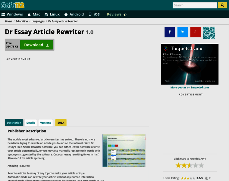 Dr-essay-article-rewriter.soft112.com thumbnail