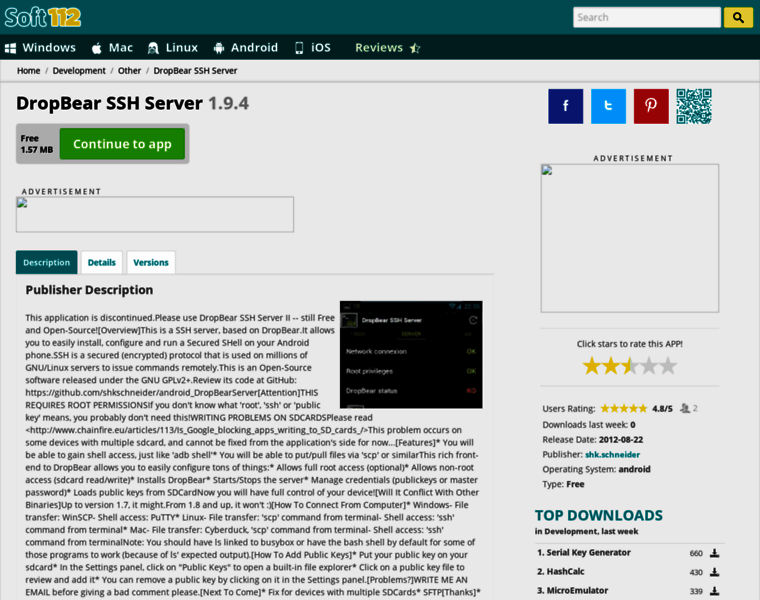 Dropbear-ssh-server.soft112.com thumbnail