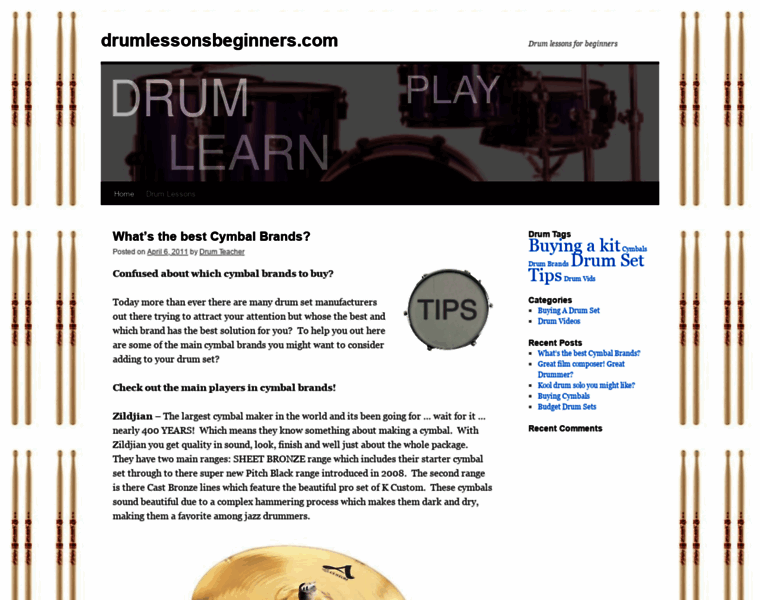Drumlessonsbeginners.com thumbnail