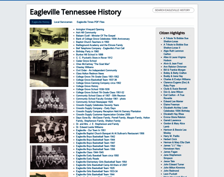 Eaglevilletnhistory.com thumbnail
