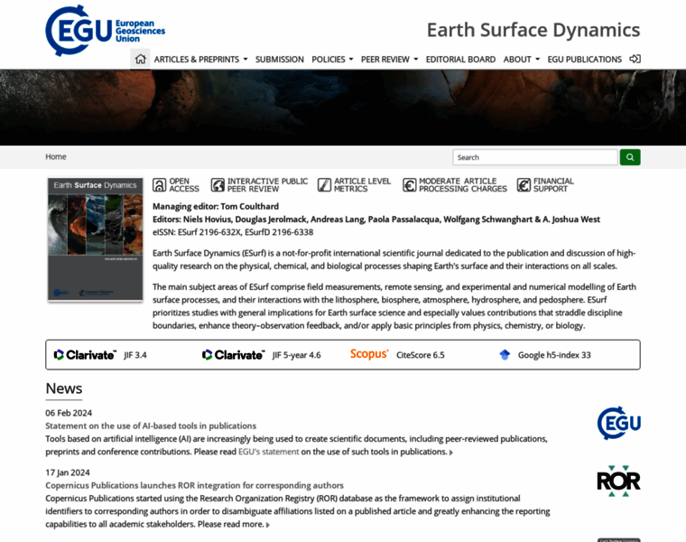 Earth-surface-dynamics.net thumbnail