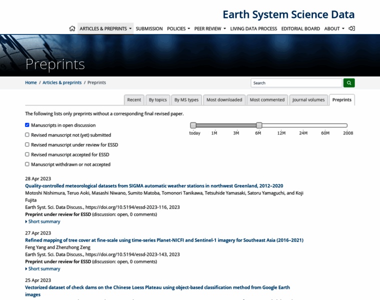 Earth-syst-sci-data-discuss.net thumbnail
