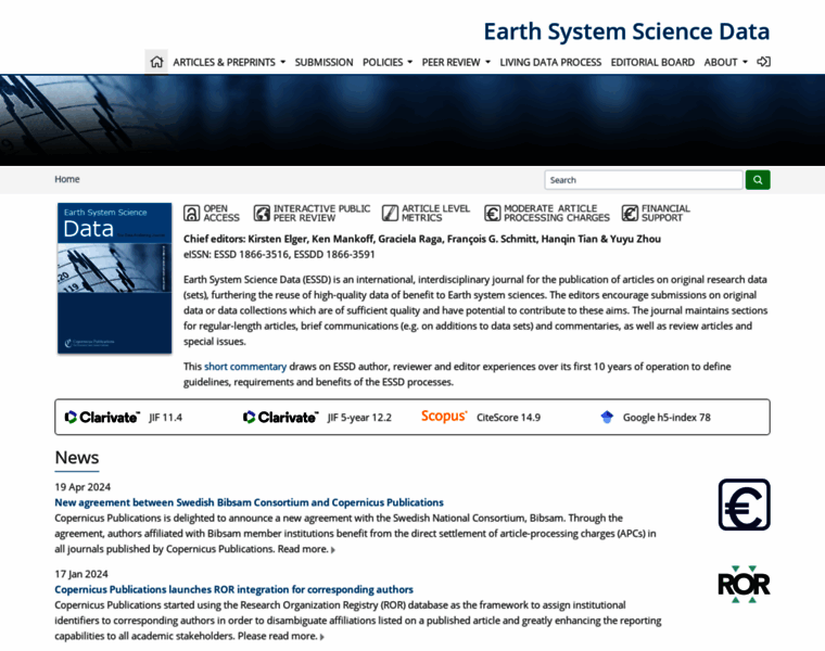 Earth-system-science-data.net thumbnail