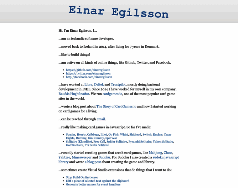 Einaregilsson.com thumbnail