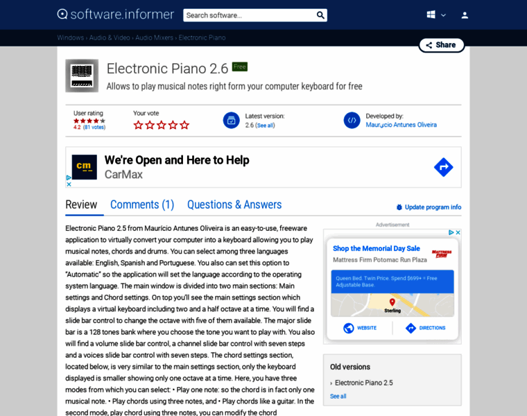Electronic-piano.software.informer.com thumbnail