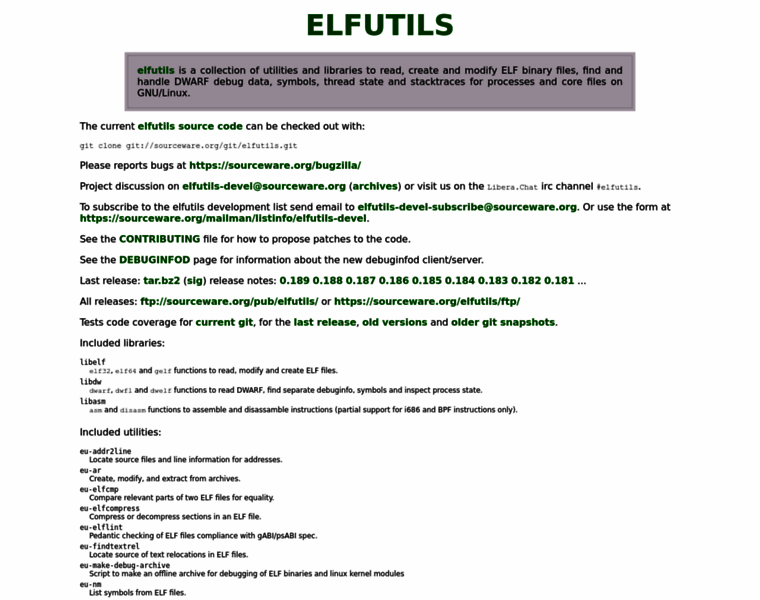 Elfutils.org thumbnail