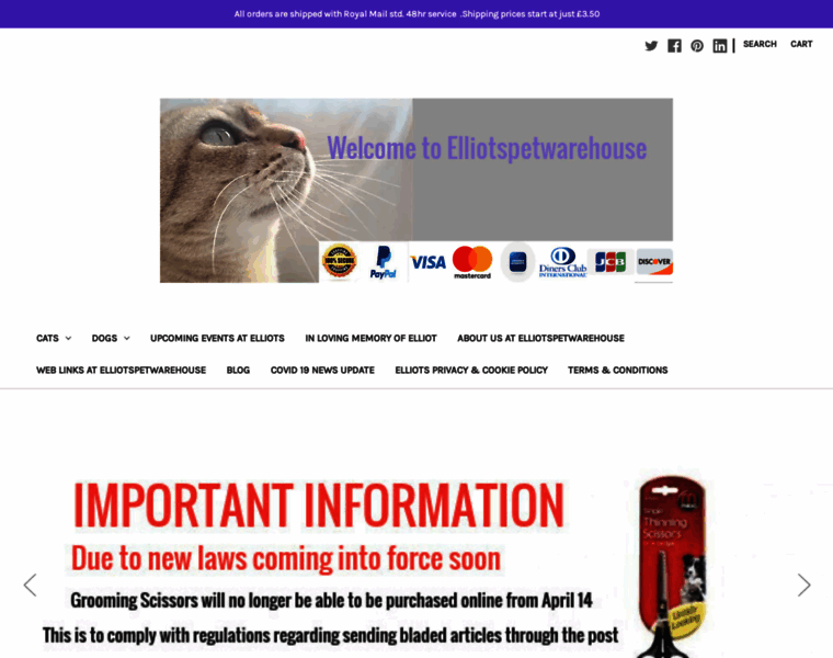 Elliotspetwarehouse.co.uk thumbnail