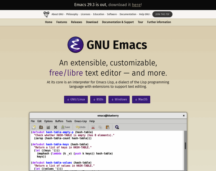 Emacs.org thumbnail