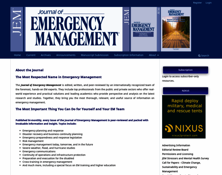 Emergencymanagementjournal.com thumbnail